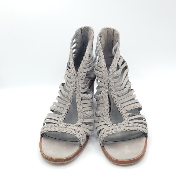 VINCE CAMUTO gray Kestal Leather Heeled Gladiator Sandal women's size 9 - Picture 7 of 10
